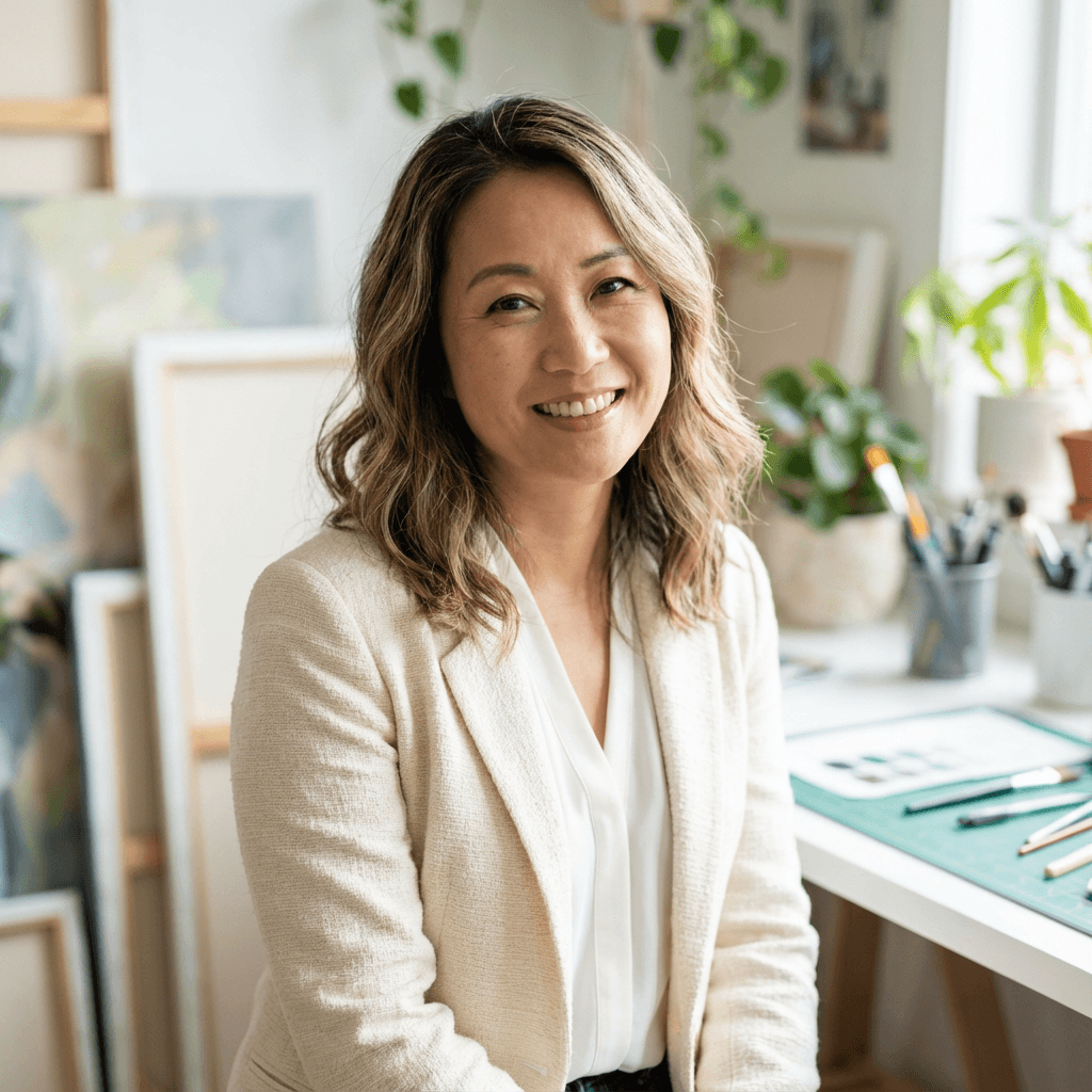 Dental office manager in her early 40s, East Asian, warm professional demeanor