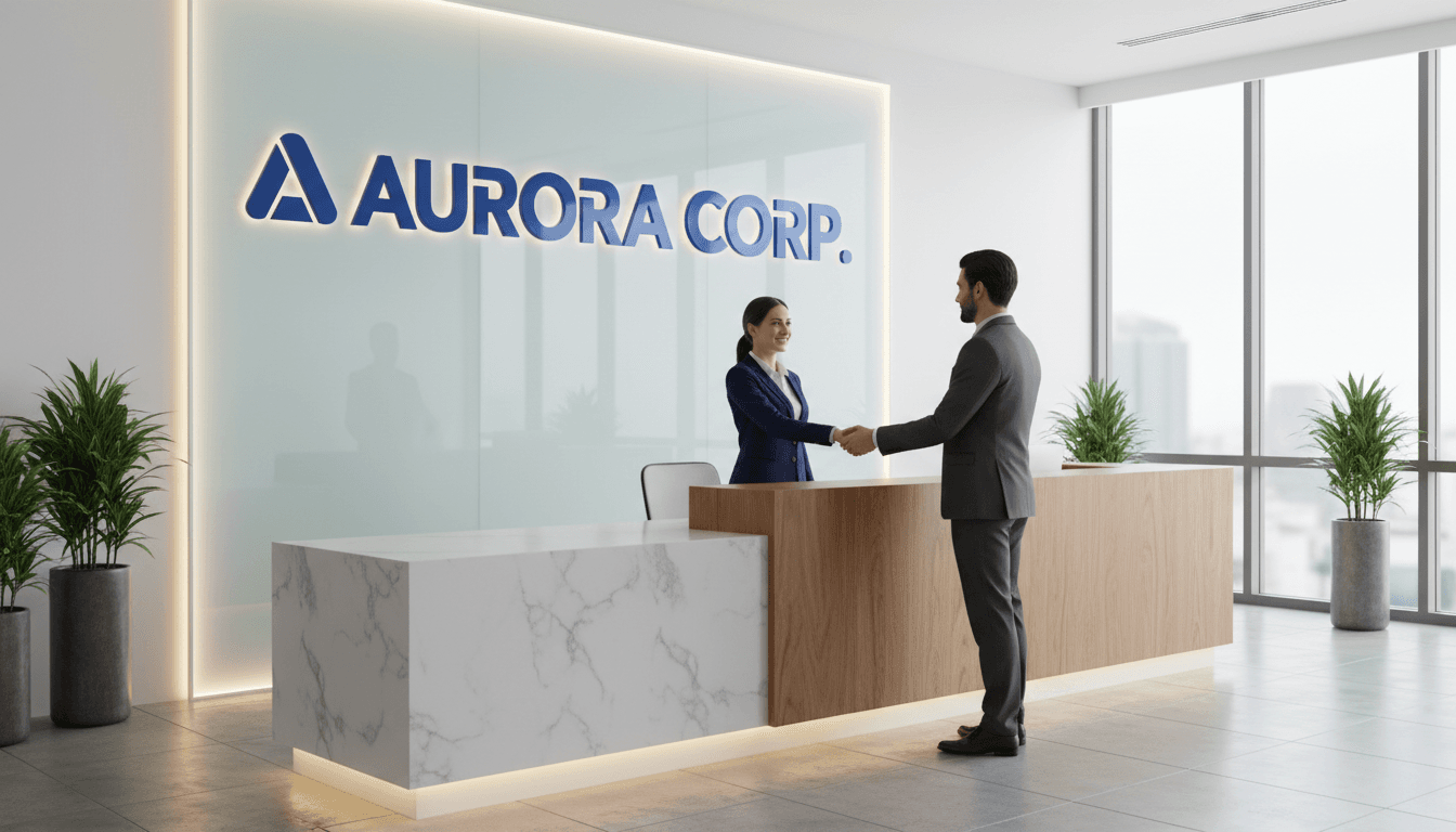 Receptionist at a modern office front desk in Toronto